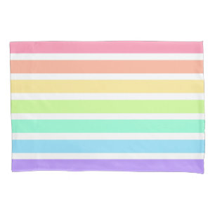 Housse D'oreillers Bubblegum arc-en-ciel et bandes blanches