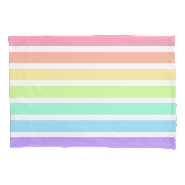 Housse D'oreillers Bubblegum arc-en-ciel et bandes blanches (devant)