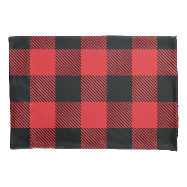 Housse D'oreillers Buffalo Plaid Christmas Red and Black Check (devant)