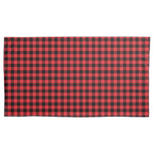 Housse D'oreillers Buffalo Plaid Red Black Check