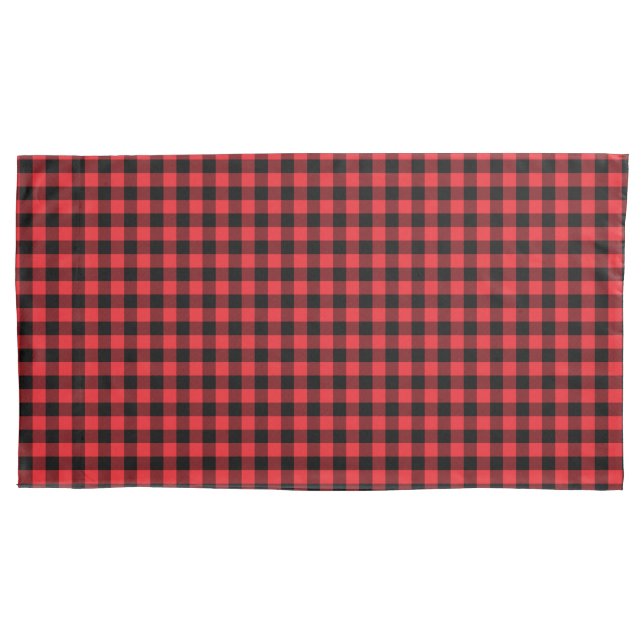 Housse D'oreillers Buffalo Plaid Red Black Check (devant)