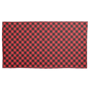 Housse D'oreillers Buffalo Plaid Red Black Check