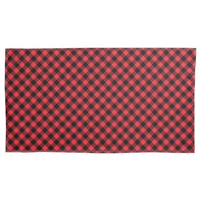 Housse D'oreillers Buffalo Plaid Red Black Check (devant)