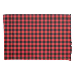 Housse D'oreillers Buffalo Plaid Red Black Check