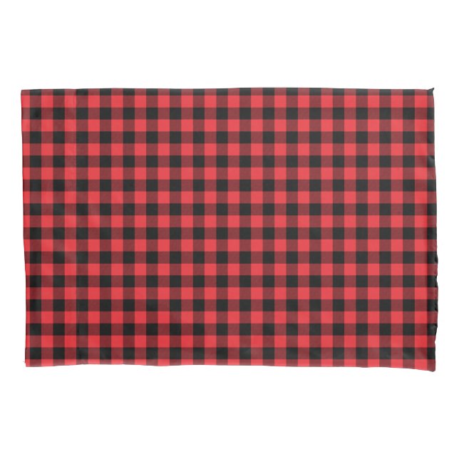 Housse D'oreillers Buffalo Plaid Red Black Check (devant)