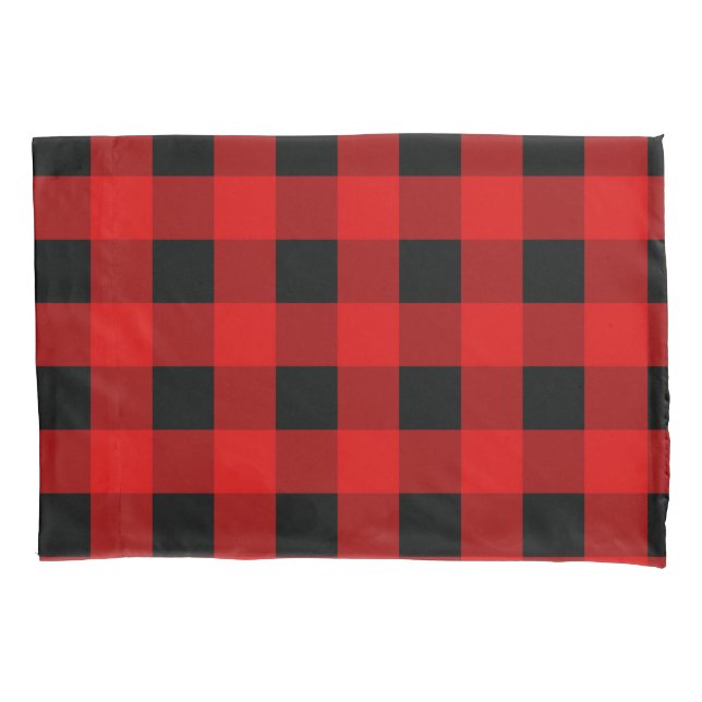 Housse D'oreillers Buffalo rouge et noir Plaid en vichy (devant-gauche)