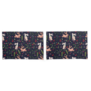 Housse D'oreillers Bunnies d'art populaire scandinave