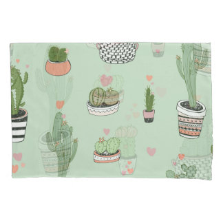 Housse D'oreillers Cactus Love : Joli Motif de dessin animé.