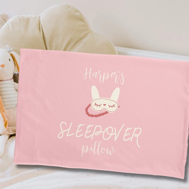 Housse D'oreillers cadeau de faveur d'anniversaire de soirée pyjama (sleepover slumber birthday party girl teen vintage modern personalized sleepover pillow case.  )