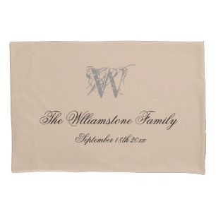 Housse D'oreillers Cadeau Mariage rustique Nom de script simple + Mon