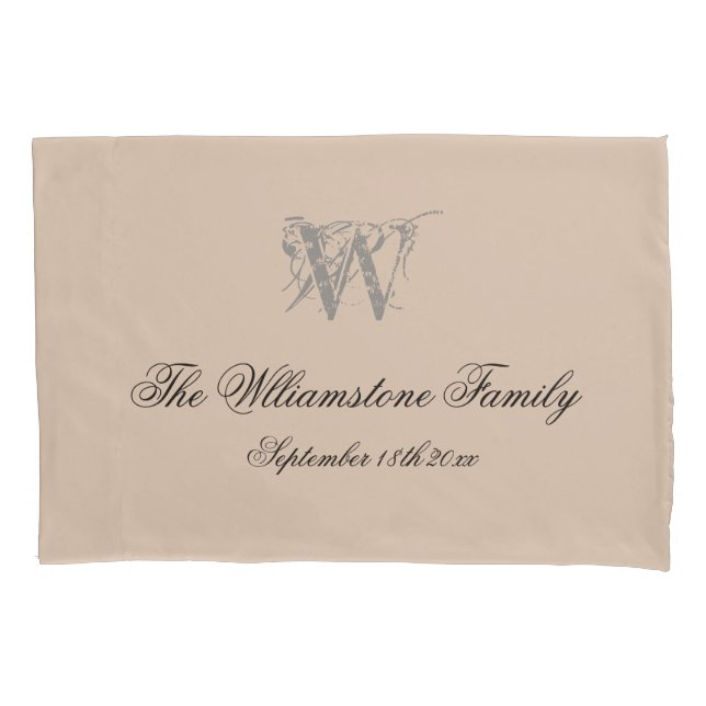 Housse D'oreillers Cadeau Mariage rustique Nom de script simple + Mon (devant)
