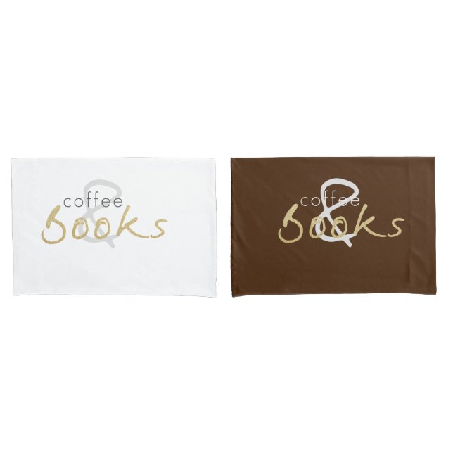 Housse D'oreillers Café et livres Jeu de Pillowcase (devant-Set)