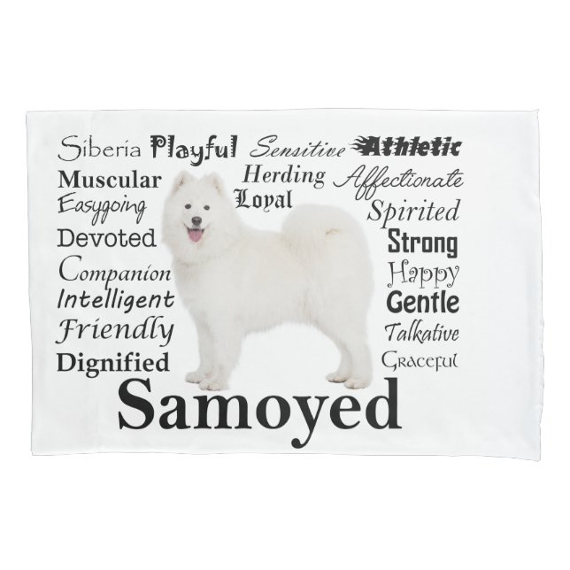 Housse D'oreillers Caisse de coussin de traits de Samoyed (devant)