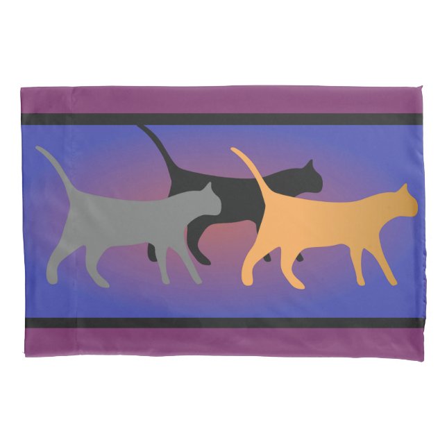 Housse D'oreillers Caisse de coussin de trio de chat (devant)