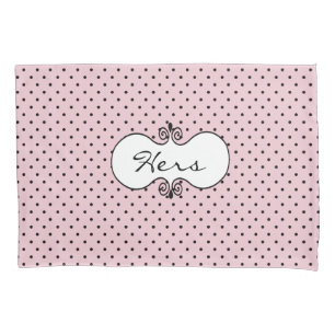 Housse D'oreillers Caisse rose et noire de coussin de point de polka