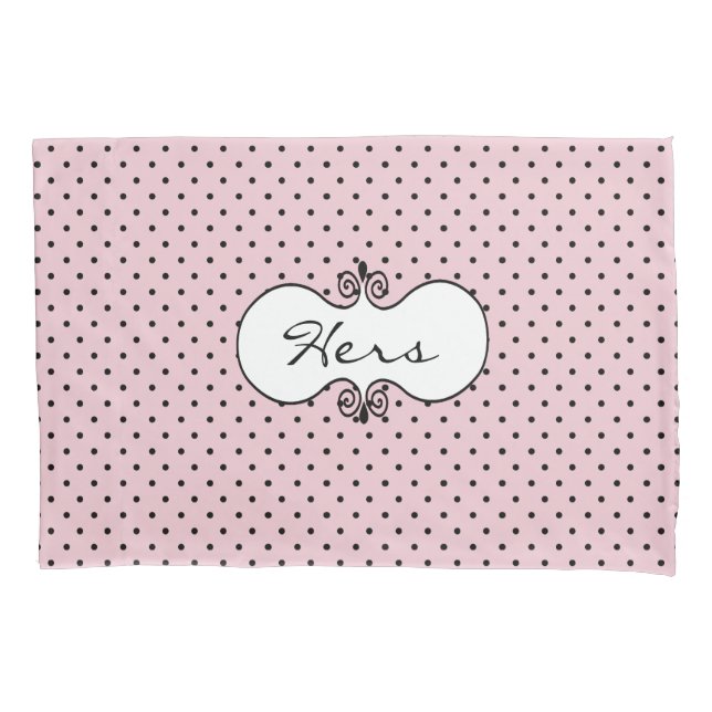 Housse D'oreillers Caisse rose et noire de coussin de point de polka (devant)