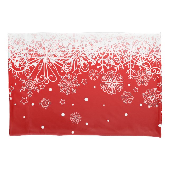 Housse D'oreillers Caisse rouge de coussin de Noël blanc de dentelle (devant-gauche)