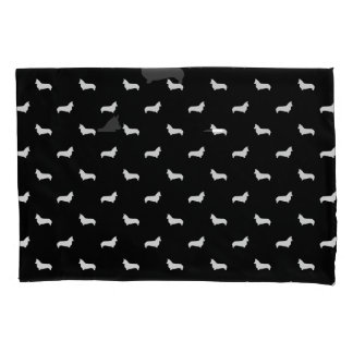Housse D'oreillers Caisses de coussin de silhouette de corgi -
