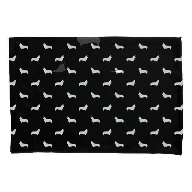 Housse D'oreillers Caisses de coussin de silhouette de corgi - (devant-gauche)