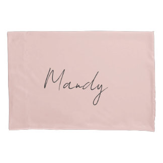 Housse D'oreillers Calligraphie Élégant Rose Or Plaine Nom simple