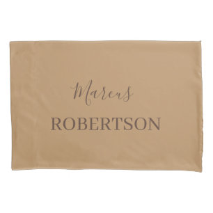 Housse D'oreillers Calligraphie monogramme marron minimaliste profess