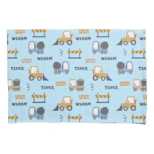 Housse D'oreillers Camions de construction motif bleu