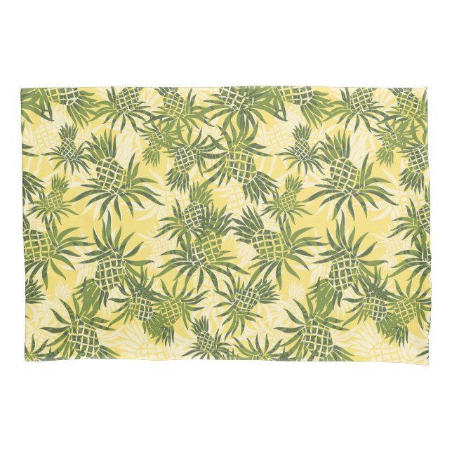 Housse D'oreillers Camo d'ananas Tropical hawaïen - Olive Jaune (devant)