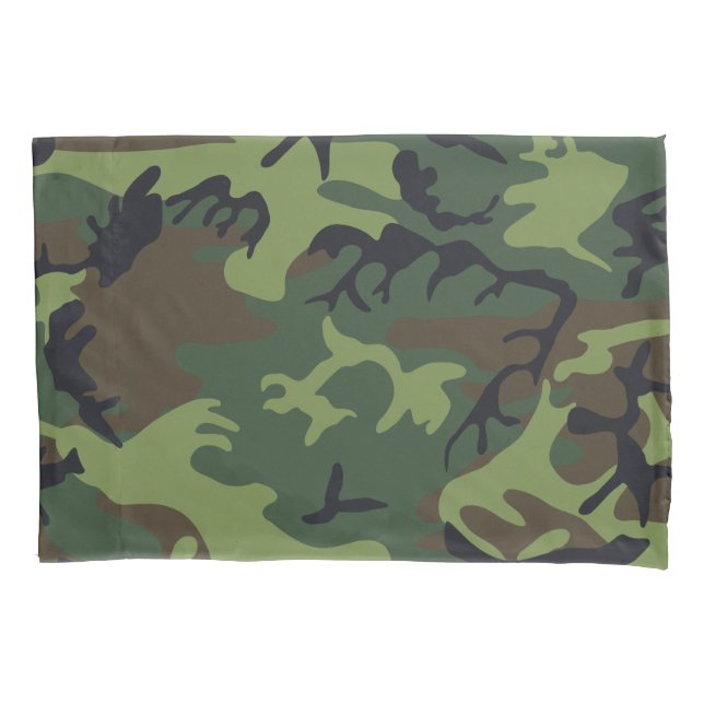 Housse D'oreillers Camo Militaire Forêt Verte (devant)