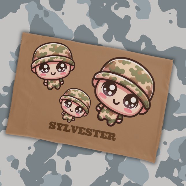 Housse D'oreillers Camouflage de l'armée de Cute Kawaii Monogramme su (Créateur téléchargé)