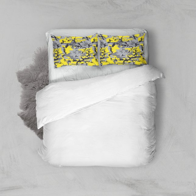 Housse D'oreillers Camouflage jaune et gris, Militaire, Armée (Créateur téléchargé)