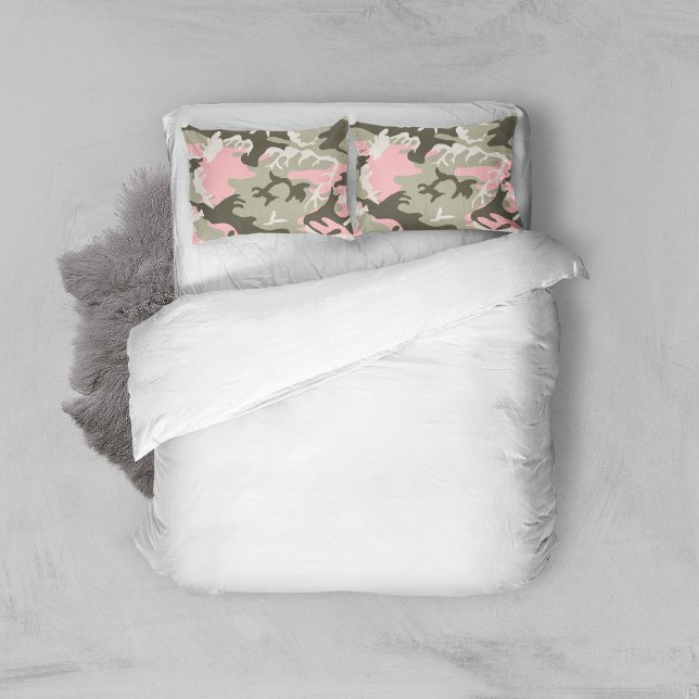 Housse D'oreillers Camouflage rose et vert, Militaire, Armée (Créateur téléchargé)