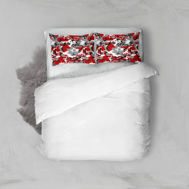 Housse D'oreillers Camouflage rouge et gris, Militaire, Armée (Créateur téléchargé)