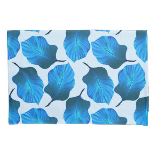 Housse D'oreillers Canna Tropicanna Feuilles tropicaux en bleu