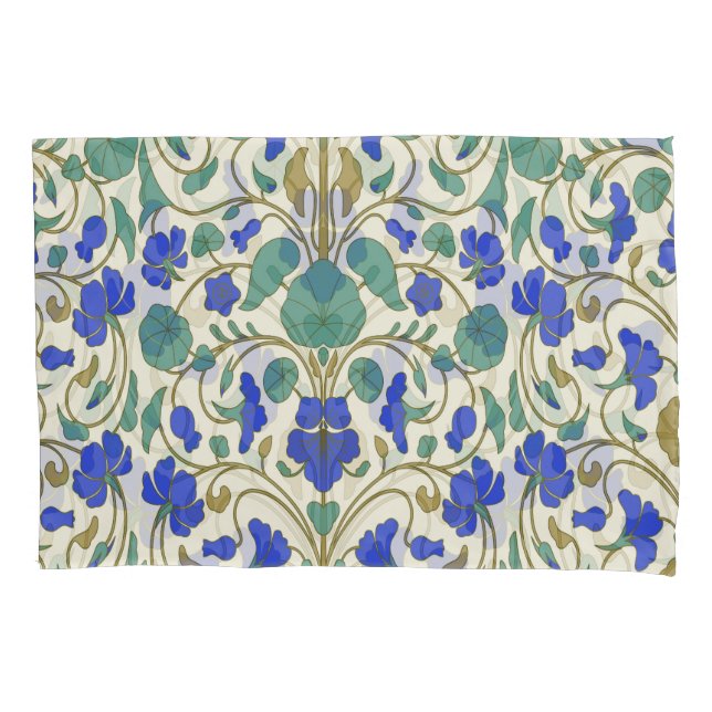 Housse D'oreillers capucine florale orientale, motif design. (devant)