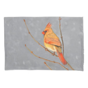 Housse D'oreillers Cardinal sur la peinture de branche - Art original