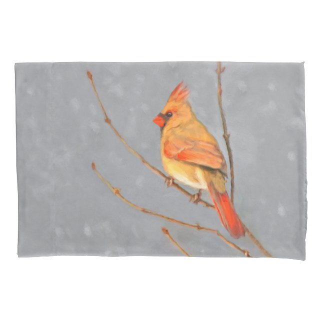 Housse D'oreillers Cardinal sur la peinture de branche - Art original (devant)