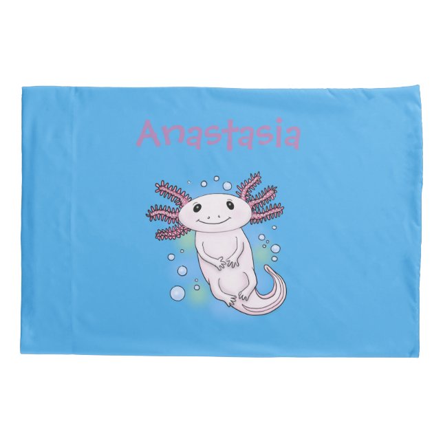 Housse D'oreillers Caricature axolotl rose adorable (Dos)