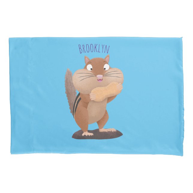 Housse D'oreillers Caricature de chipmunk à grosses joues mignonnes (devant)