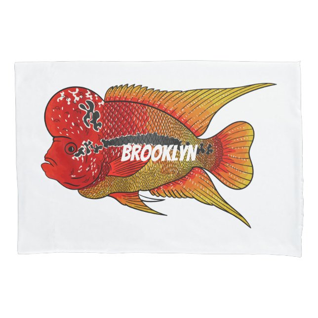 Housse D'oreillers Caricature de poisson cichlide à fleur (devant)