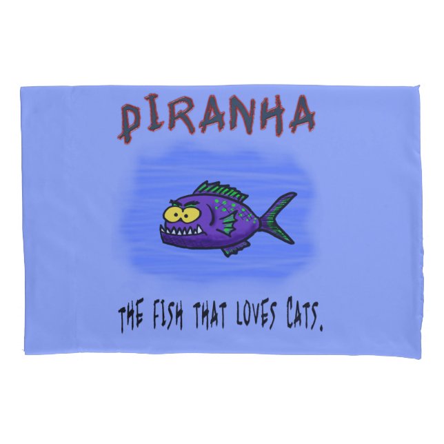 Housse D'oreillers Caricature de poisson de Piranha (devant)