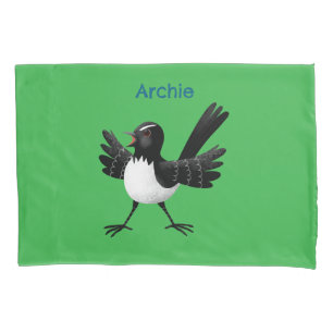 Housse D'oreillers Caricature de Willie Wagtail australienne personna