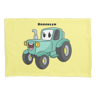 Housse D'oreillers Caricature joli tracteur vert joyeux