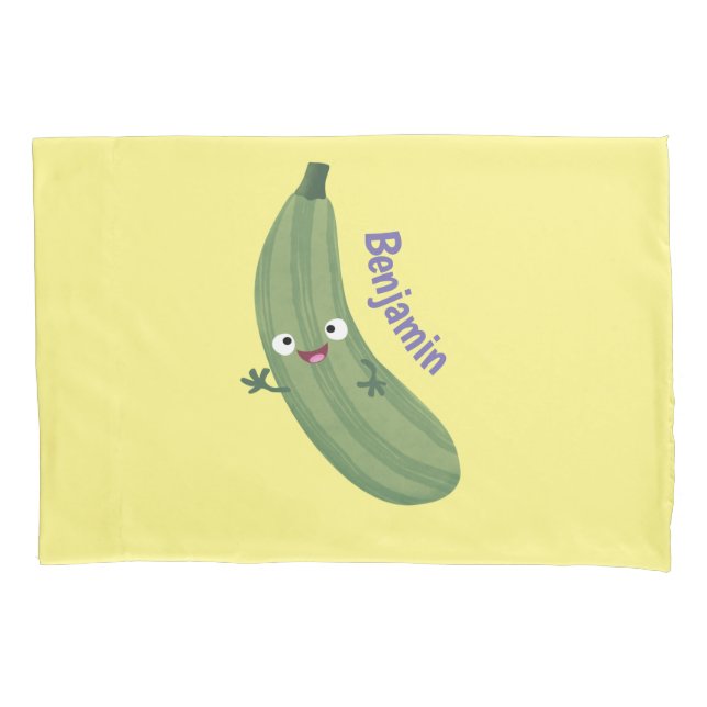 Housse D'oreillers Caricature joyeux de courgettes mignonnes (devant)