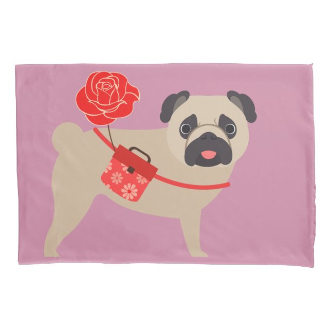 Housse D'oreillers Carlin rose d'amour (devant)