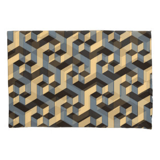 Housse D'oreillers Carreaux géométriques complexes en ivoire argenté