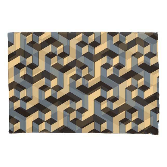 Housse D'oreillers Carreaux géométriques complexes en ivoire argenté (devant)