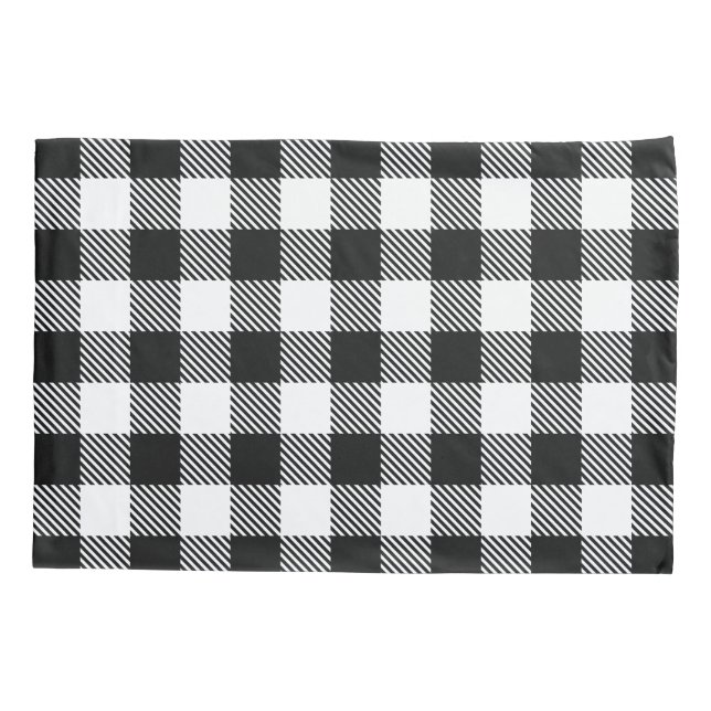 Housse D'oreillers Carreaux Vichy Noir Blanc (Dos)