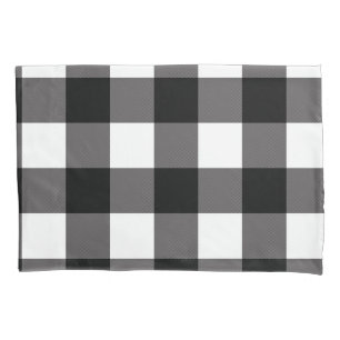 Housse D'oreillers Carrés à carreaux noir et blanc Buffalo Plaid
