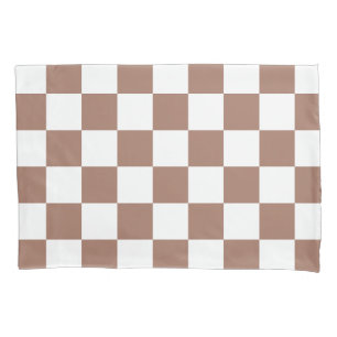 Housse D'oreillers Carrés à damier marron moka blanc géométrique rétr