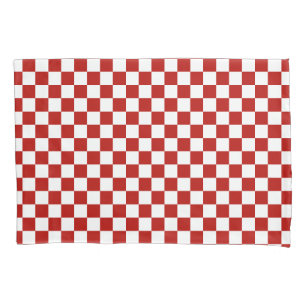 Housse D'oreillers Carrés à damier rouge blanc géométrique rétro